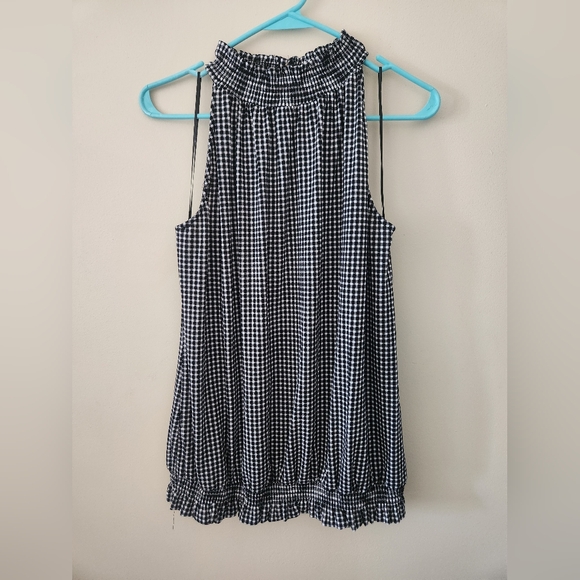 Adrienne Vittadini Gingham Turtleneck Shell Blouse - Picture 1 of 2